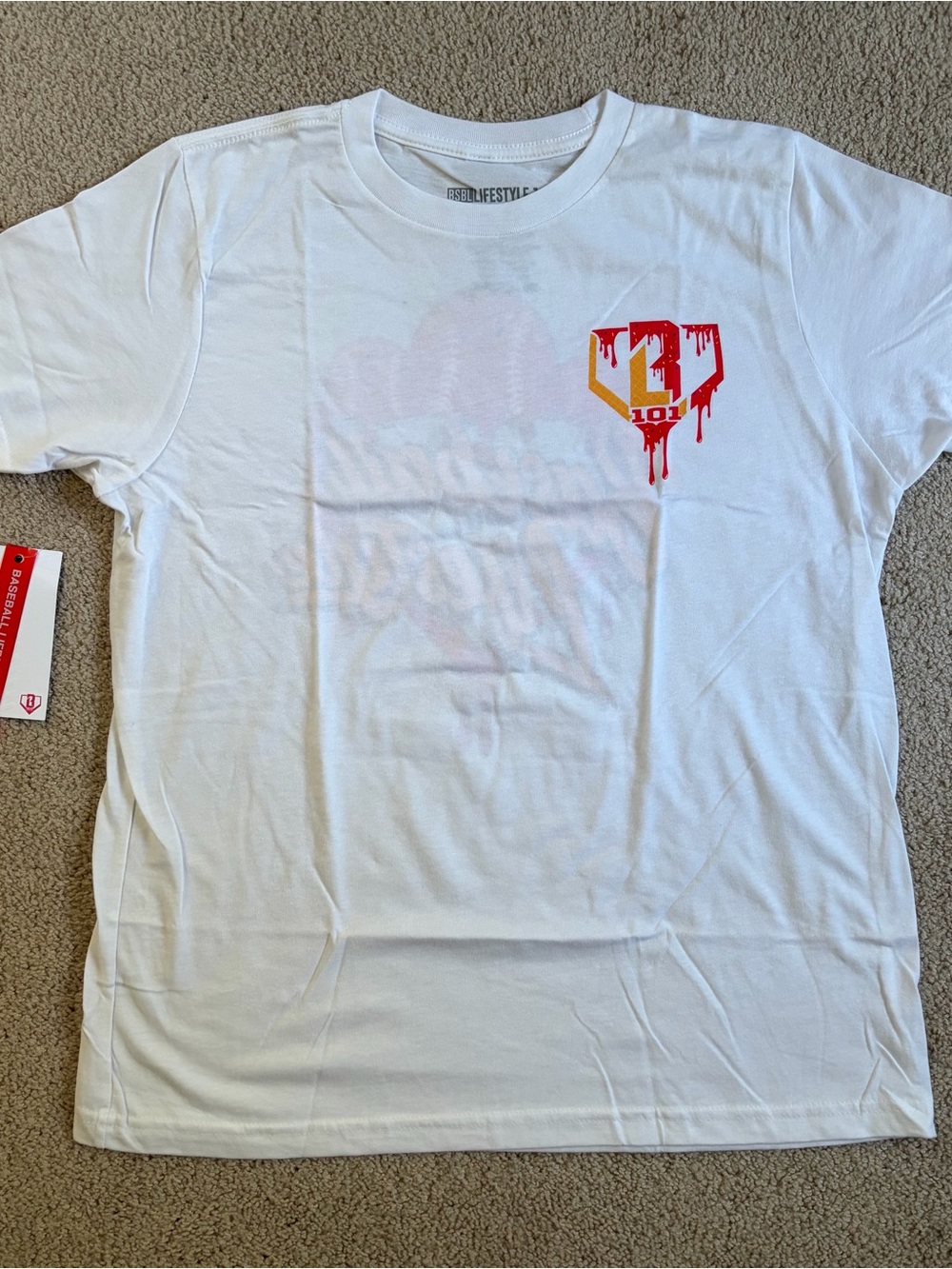 Youth XL baseball lifestyle BL101 cherry ice cream T-shirt New